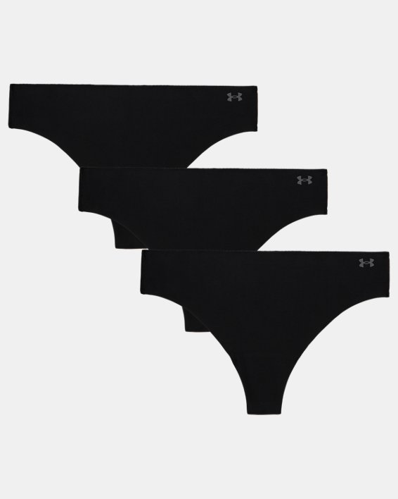 Women's UA Pure Stretch 3-Pack No Show Thong in Black image number 3